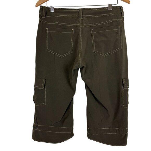 Athleta Brown Capri Cargo Pants Sz 6 Stretch Performance Contrast Stitching - Picture 9 of 13